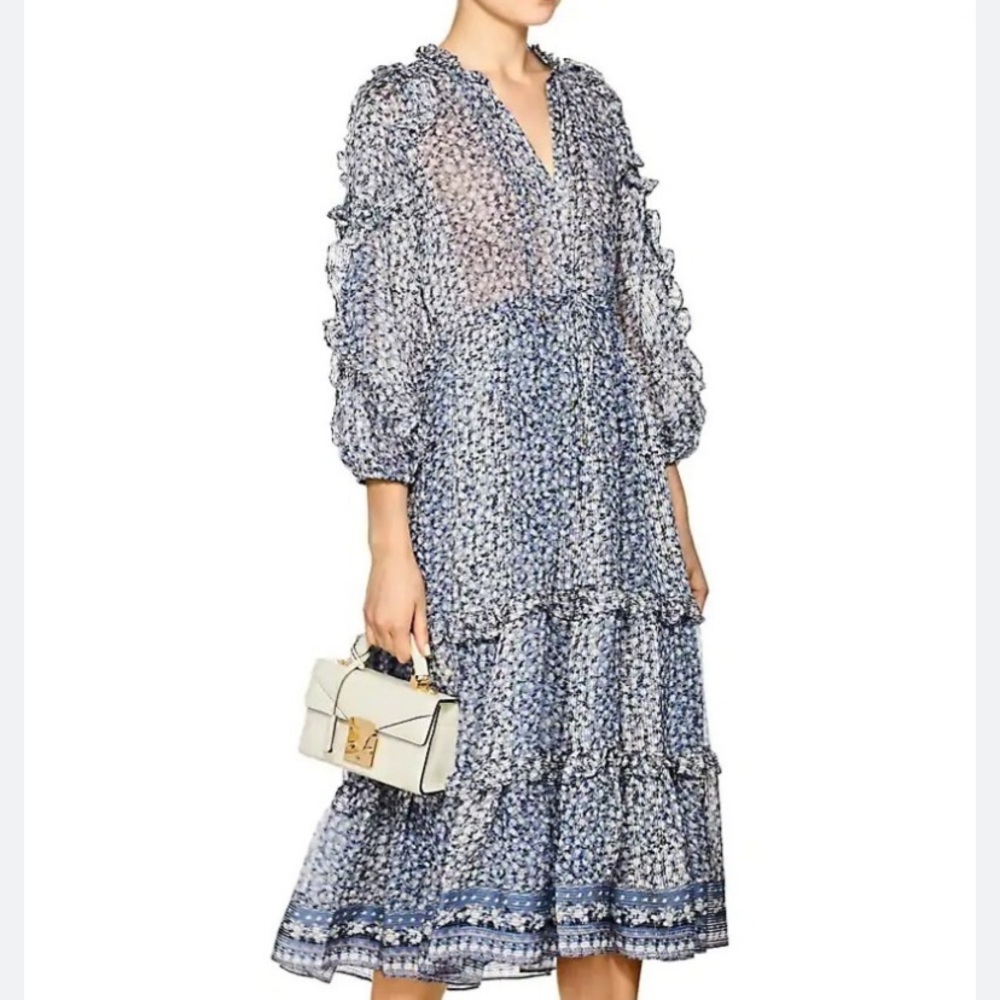 Ulla Johnson Fantine Silk Tiered Dress Size Size 2 Flowy Fits Up To 8 Long